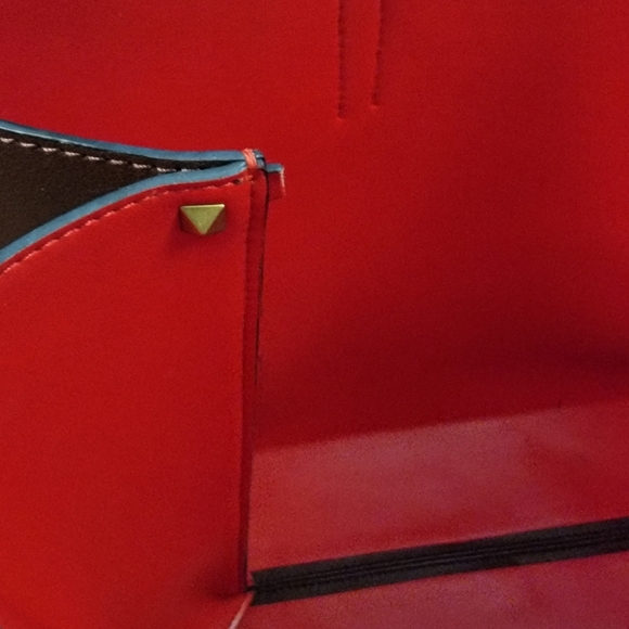 VALENTINO Burgundy Leather V-Ring Tote Bag - Picture 16 of 16